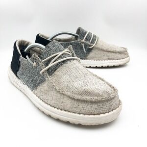 Hey Dude Shoes Womens 9 Wendy Loafers Multi Tri-Color Block Grey Cream Black